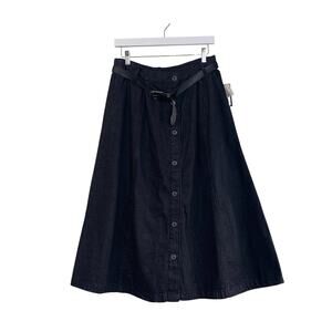 Venice Blues Sears Jean Skirt Size 16 Button Down Witchy Black Denim Pockets VTG